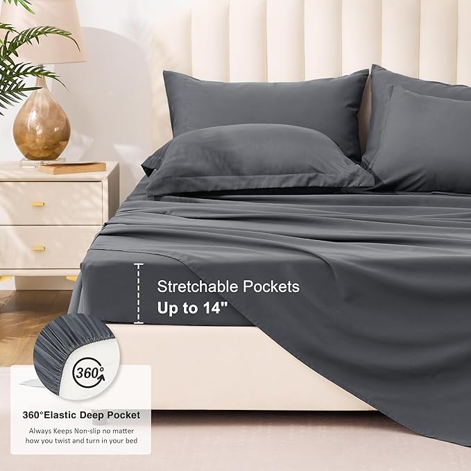 Love's cabin Twin XL Comforter Set Soot Grey, 5 Pieces Twin XL Bed in a Bag - Image 6