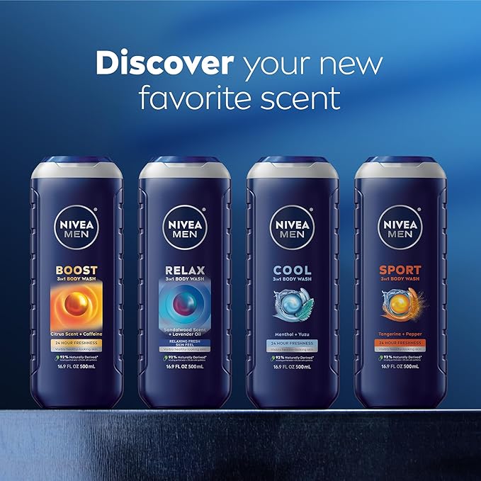 NIVEA MEN Relax Body Wash, Lavender and Sandalwood Scent, 3-in-1 Men's Body Wash - Image 8