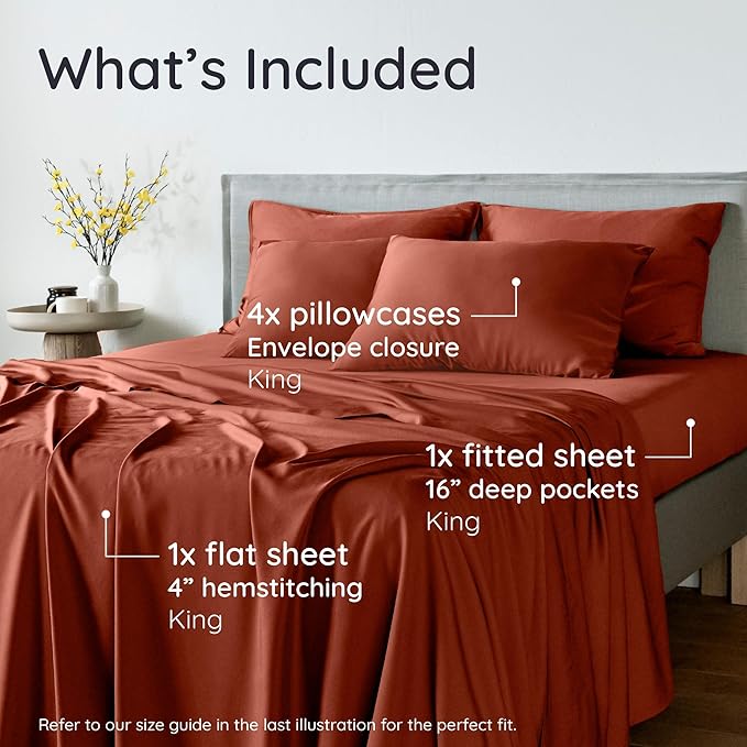 Bambaw 100% Viscose Derived from Bamboo Sheets King Size – 6pcs King Cooling - Image 2