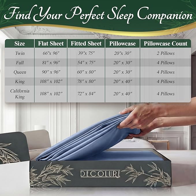 DECOLURE 100% Viscose Derived from Bamboo Sheets Full Size - Image 8