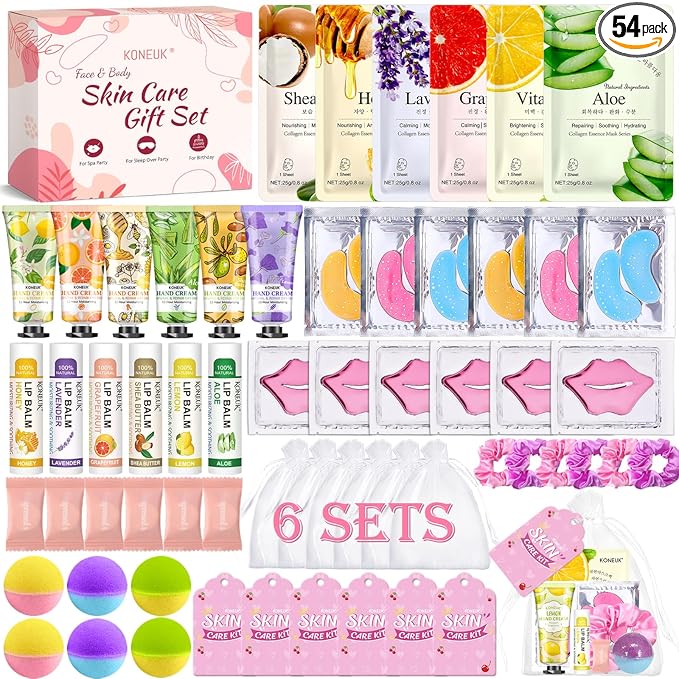 60PCS Spa Party Supplies for Girls, Include Face Masks, Hand Cream, Lip Balm by KONEUK