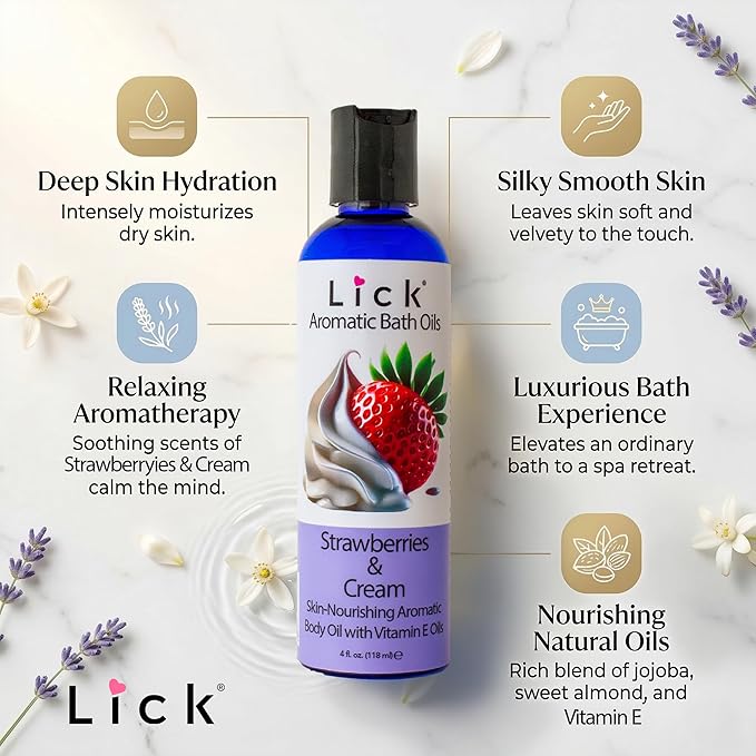 Lick Strawberries and Cream Aromatic Bath Oil - Image 3