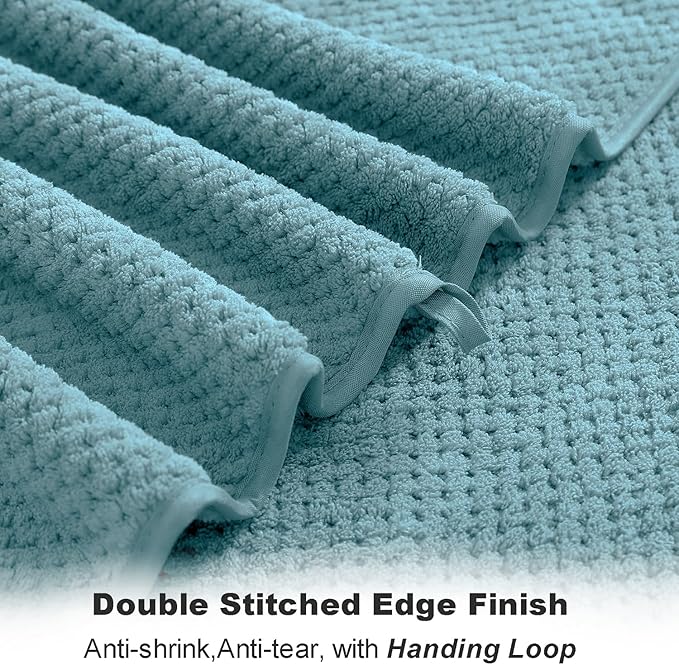 Smuge 8-Piece Turquoise Bath Towel Set, 2 Extra Large Bath Towel Sheets - Image 4