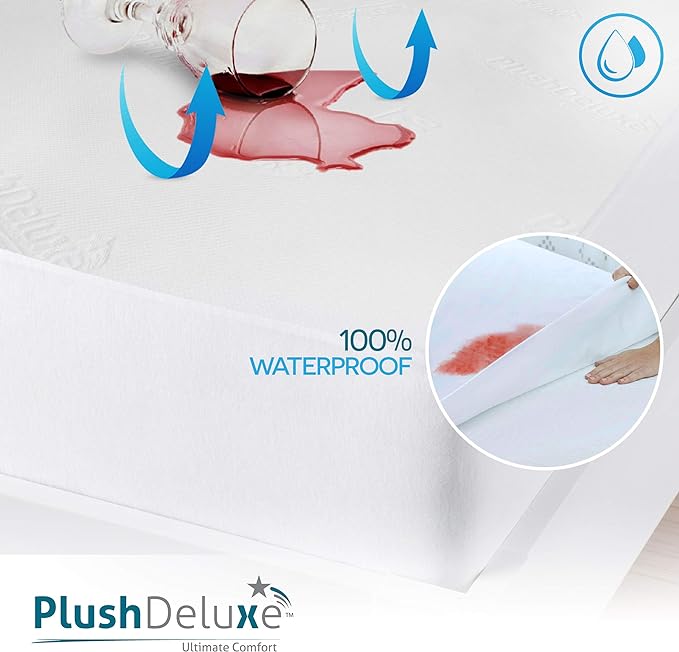 PlushDeluxe Premium Bamboo Mattress Protector – Full Size, Waterproof, & Ultra - Image 3