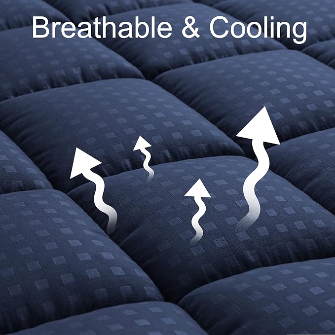 HYLEORY Twin Mattress Pad Quilted Fitted Mattress Protector Cooling Pillow Top - Image 2
