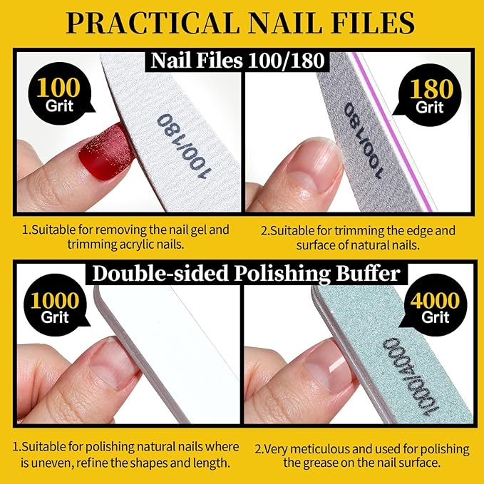 FANDAMEI Nail Care Set, Nail Files 100/180, Nail Buffer Block, Cuticle Tools - Image 3