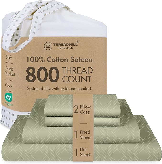Threadmill Queen Sheet Set for Queen Mattresses | 800 Thread Count Jacquard by ThreadmillHomeLinen
