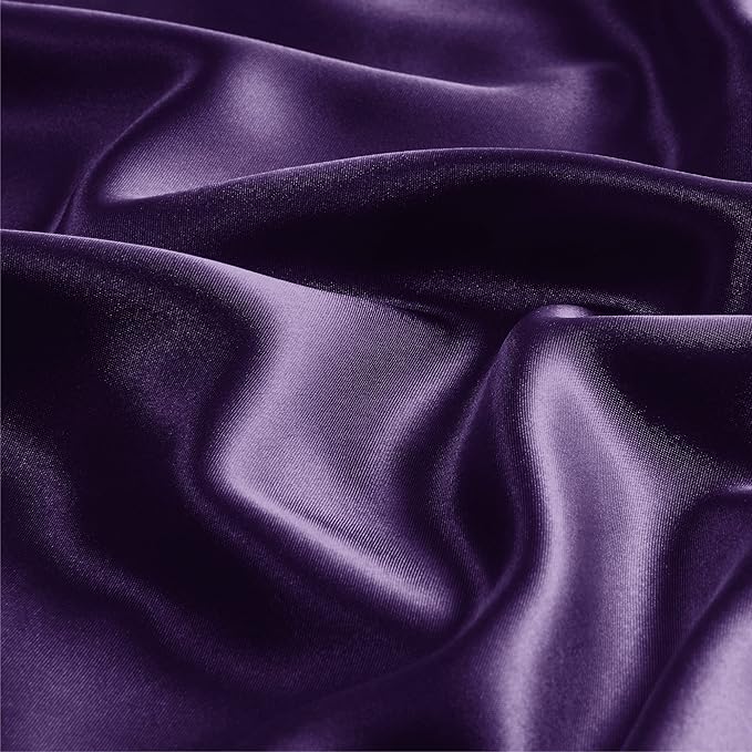 BEDELITE Satin Pillowcase with Zipper, Plum Purple Pillow Cases Queen Size Set - Image 3