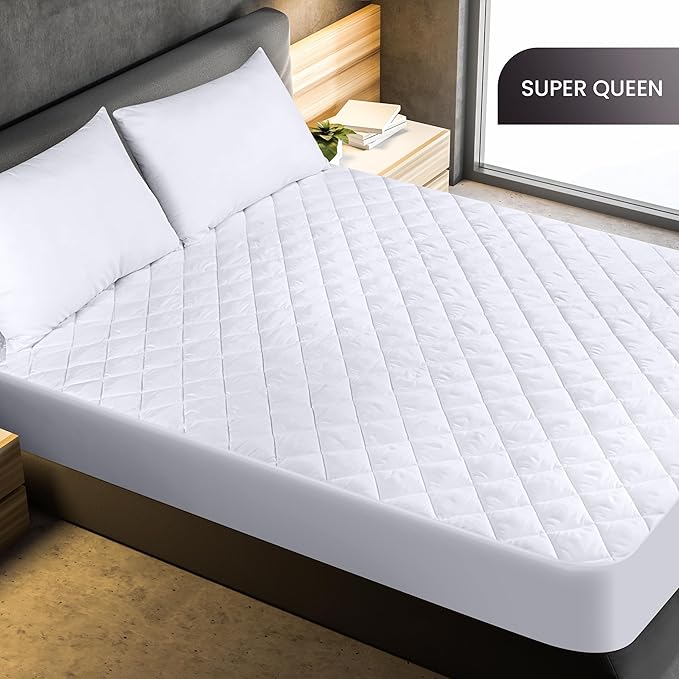 Utopia Bedding Quilted Fitted Mattress Pad, Super Queen Size, Elastic Fitted - Image 2