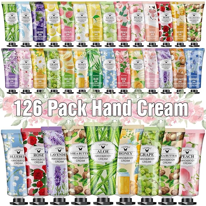 126 Pack Hand Cream Set, Mothers Day Gifts, Bulk Hand Lotion Travel Size by VESPRO