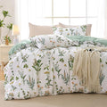 MUXHOMO Duvet Cover Queen Size, Reversible Floral Green Flower Duvet Cover Set by MUXHOMO