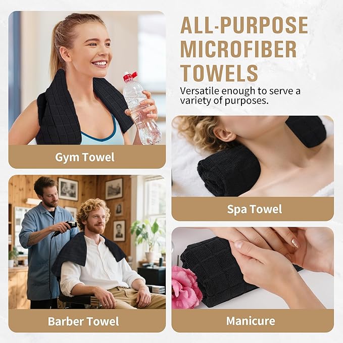 Salon Towels, 12 Pack Black Hand Towels - Image 7