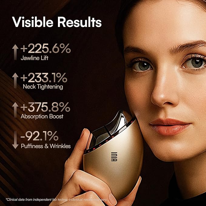 INIA 7-in-1 Red Light Therapy for Face and Neck Gua Sha Facial Massager Tool - Image 2