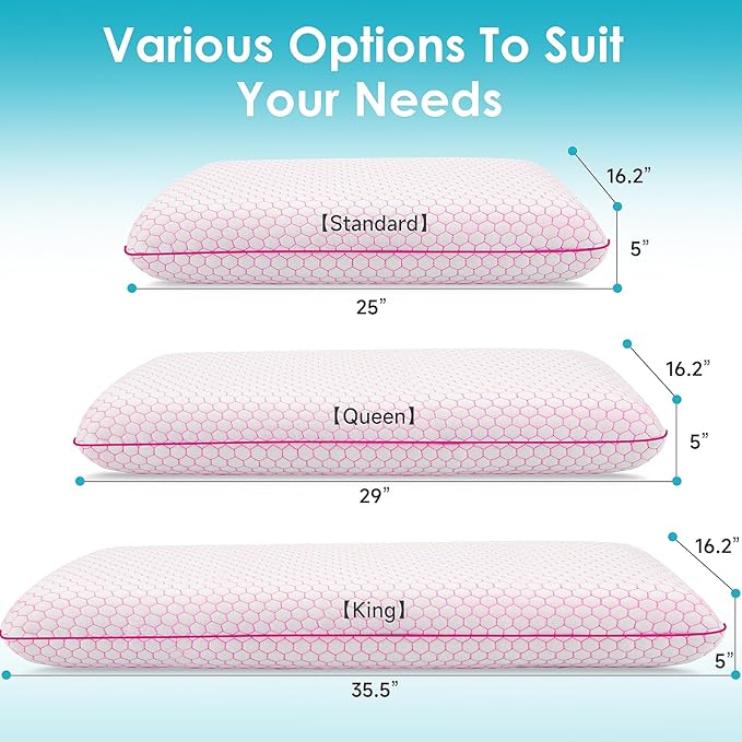 CushyOasis Memory Foam Pillows for Side, Back and Stomach Sleepers, Bed Pillow - Image 3
