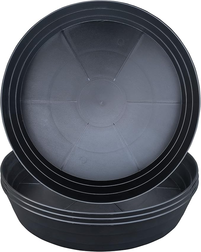 16 Inch Large Plant Saucers, Extra-Deep 2.3 in Black Drip Trays by LWALRS
