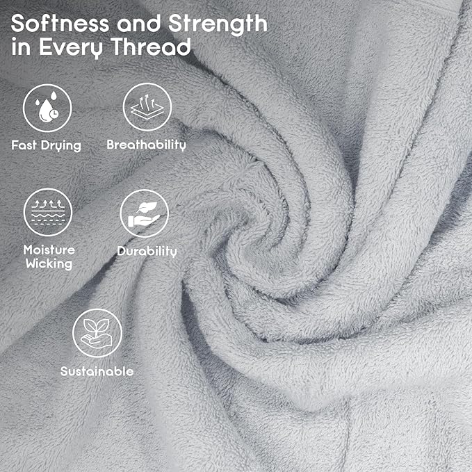 Ariv Towels Pack of 8, Premium Cotton Towel Set, Super Soft, Quick Dry - Image 6