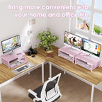 OPNICE Computer Monitor Stand Riser, Desk Organizer with Drawer, Laptop Stand, Office Desk Accessories & Workspace Desktop Organizers Storage for Office Supplies(Pink)