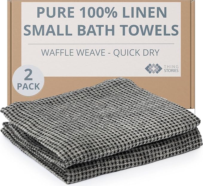 Pure Linen Small Bath Towels Set by THINGSTORIES