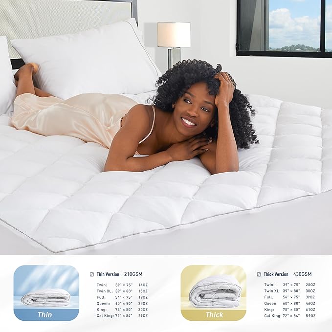 Sunflower California King Mattress Pad, Hypoallergenic Cotton Mattress Cover - Image 7