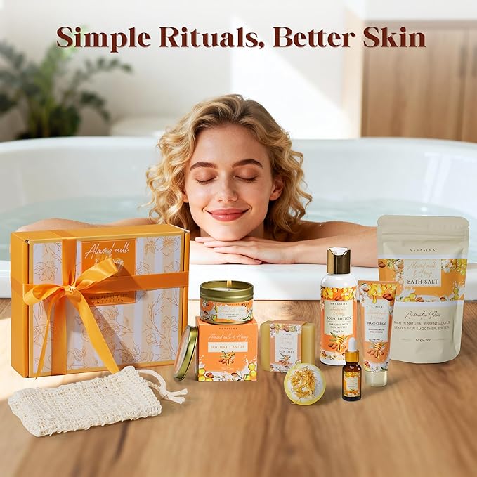Birthday Gifts for Women, Almond Milk & Honey Relaxing Spa Gift Baskets for - Image 6