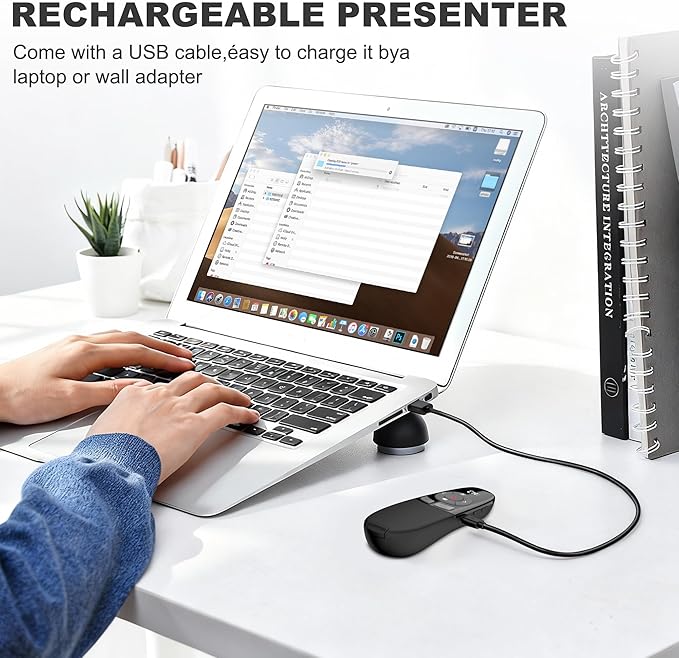 USB C Rechargeable Presentation Clicker Wireless Presenter Remote for PowerPoint Presentations with Timer