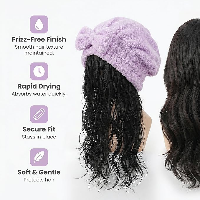 Microfiber Hair Towel Wrap for Thick Damaged Hair, Quick Drying Hair Turban - Image 8