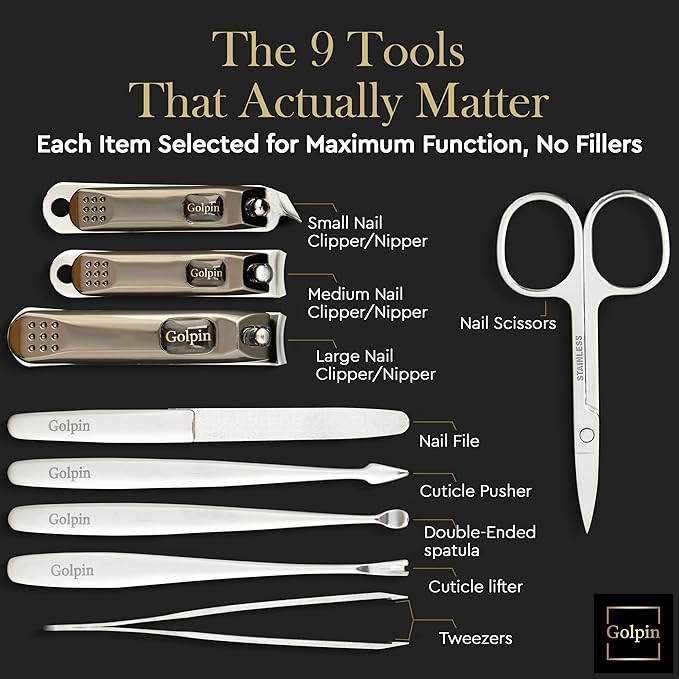 9 Pcs Manicure Set for Men & Women – Stainless Steel Manicure & Pedicure Kit - Image 5