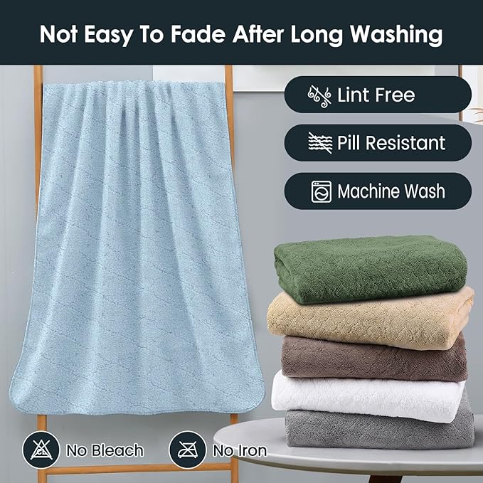 JML Bath Towels Pack of 2, 30 in x 60 in, Large Microfiber Bath Towel Set - Image 6