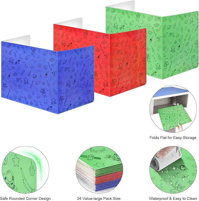 Ubenic 24-Pack Desk Dividers for Students, Space Cardboard Privacy Boards for Student, Privacy Shield Folder Boards, Classroom Divider Shield for School Teachers Home