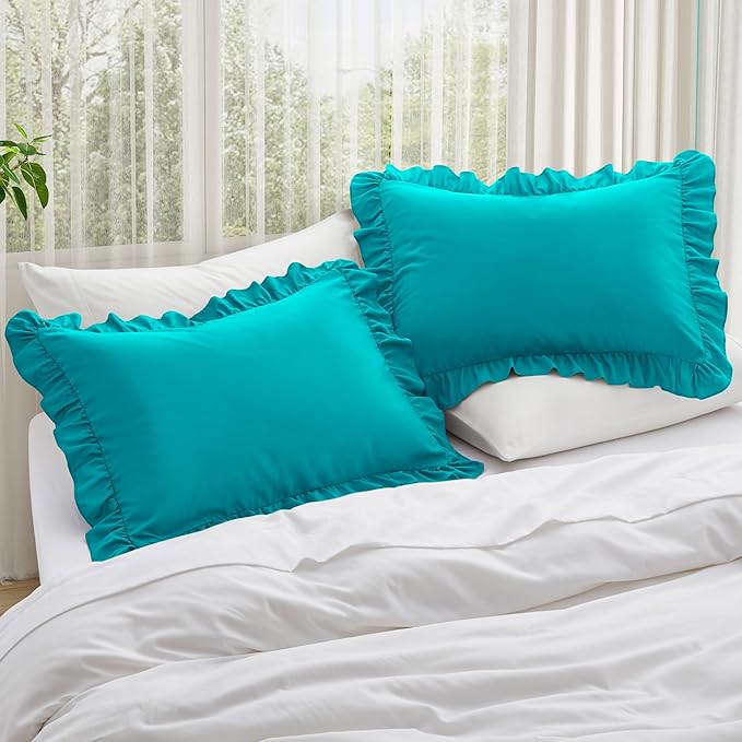 KKJIAF Ruffle Pillow Cases King Size Set of 2, Ruffled Pillow Covers - Image 2