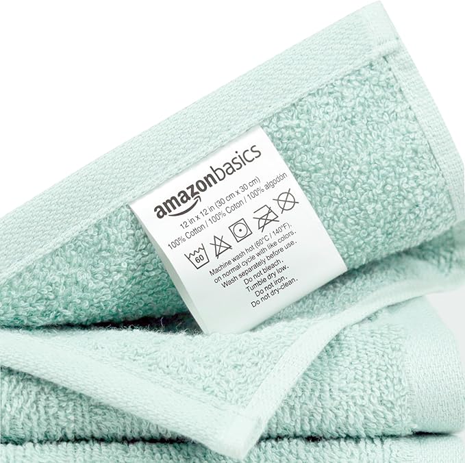 Amazon Basics face Towels for Bathroom, 100% Cotton Extra Absorbent washcloth - Image 3