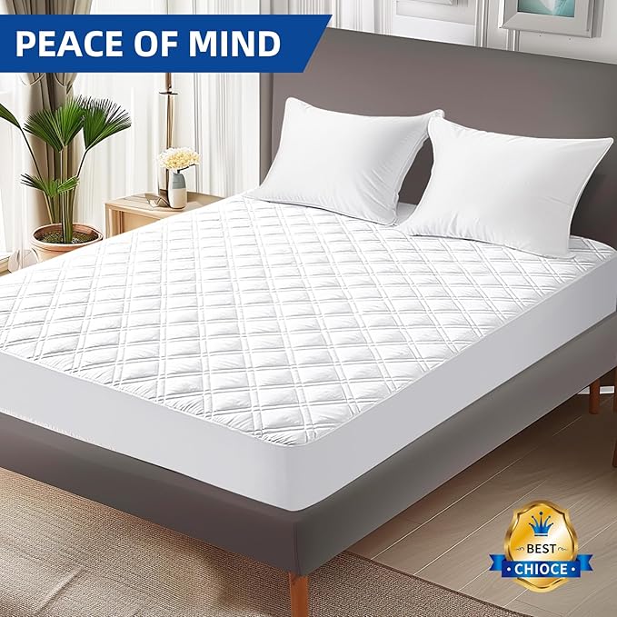 MEELUS Padded Queen Mattress Protector, Breathable Waterproof Mattress Pad - Image 9