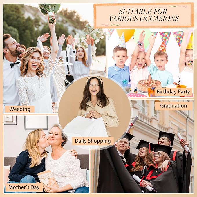 woric 120 PCS White Gift Bags with Handles, Large Gift Bags 4 Assorted Sizes White Paper Valentine's Day Bags Bulk for Gifts Small Business Retails Shopping