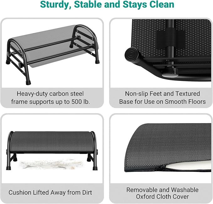 YEASHEIN Adjustable Foot Rest for Under Desk at Work, Ergonomic Under Desk Footrest with 6 Positions, Foot Stools for Under Office Desk Chair, Leg Rest for Home, Car, Computer, Gaming Accessories