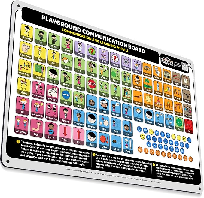Weather-Proof Aluminum School Playground Communication Board for Autism - Outdoor Inclusive Communication Aid, Lightweight & Durable for Autism & Inclusive Play
