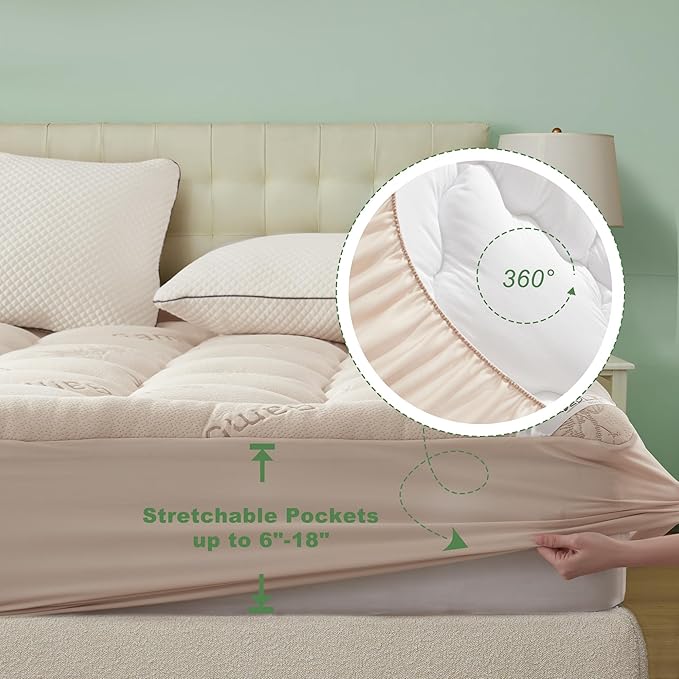 BEDLORE King Mattress Topper Viscose Derived from Bamboo, Thick Pillow Top - Image 6