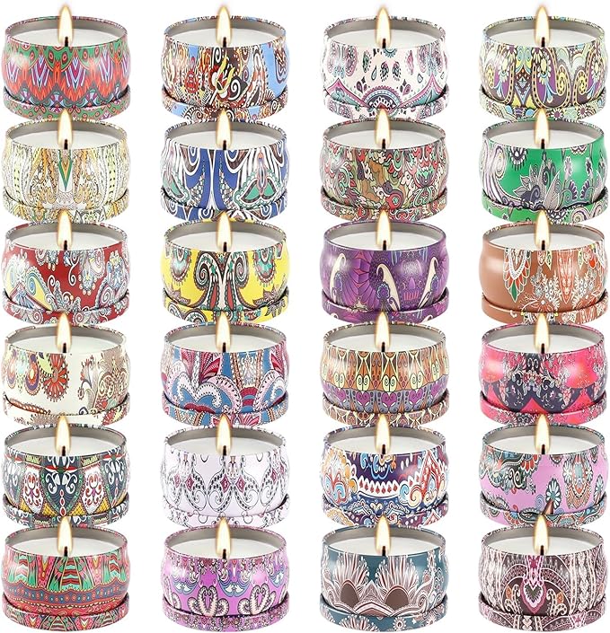 WPONSZU Scented Candles Gifts Set 24 Pack Soy Wax Travel Tin Jar Candles - Image 9