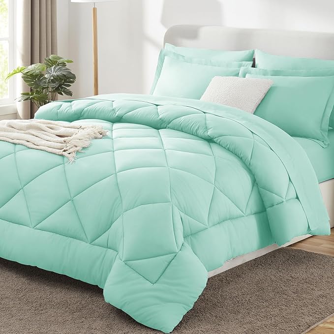 CozyLux Queen Comforter Set Mint Green by CozyLux