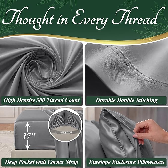 DECOLURE 100% Viscose Derived from Bamboo Sheets Twin Size - Image 4