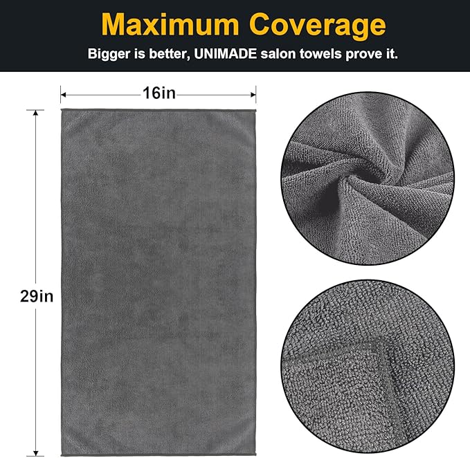 UNIMADE Salon Towels 2 Pack, Super Soft Microfiber Gym Towels, Highly Absorbent - Image 2