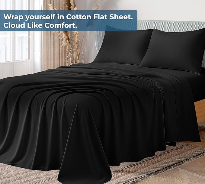Royale Linens 100% Organic Cotton Twin XL Flat Sheet Only - Image 2