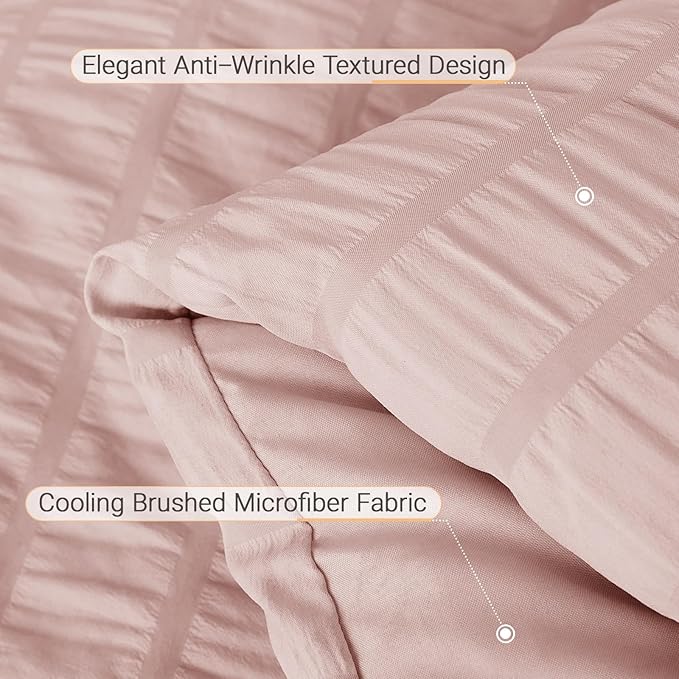 MUXHOMO 5 Pieces Twin XL Comforter Set, Seersucker Bed in a Bag Twin XL Size - Image 5