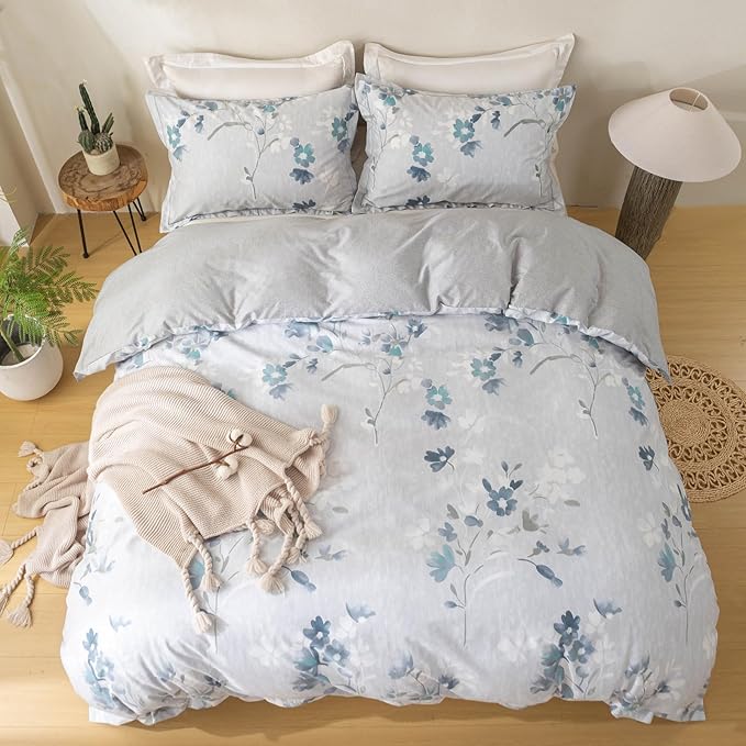 OAITE Duvet Cover Set King Size Floral Pattern Ultra Soft 100% Cotton Duvet - Image 3