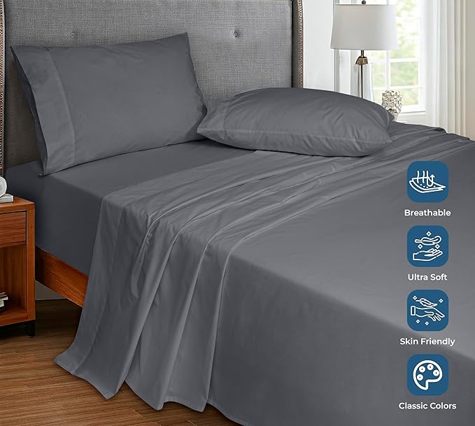 Royale Linens 100% Organic Cotton King Flat Sheet Only - Image 4