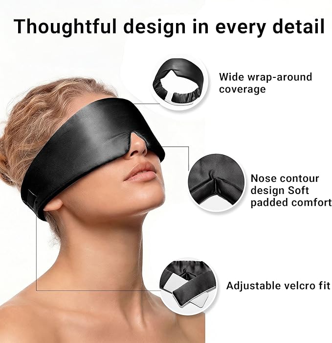 Silk Sleep Mask for Side Sleepers, Eye Mask for Sleeping Women Men, - Image 5