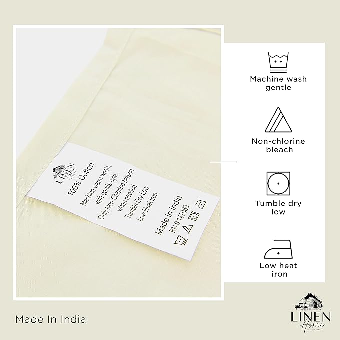 Linen Home 100% Cotton Percale Sheets King Size, Deep Pocket, 4 Pieces Set - Image 4