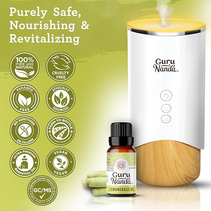 GuruNanda Lemongrass Essential Oil, 100% Pure, Natural and Undiluted Diffuser - Image 5