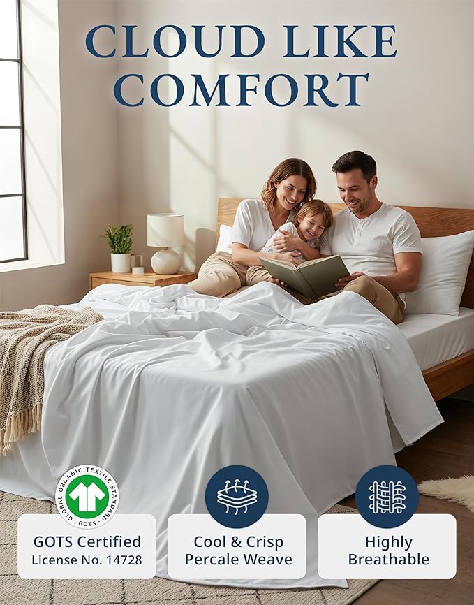 LANE LINEN 100% Organic Cotton King Size Sheets Set, Soft & Comfy All Season - Image 2