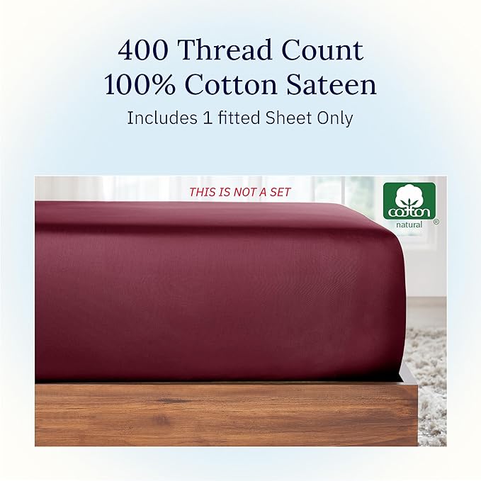 California Design Den Queen Fitted Sheet Only Cotton, Deep Pocket Soft 400 - Image 4