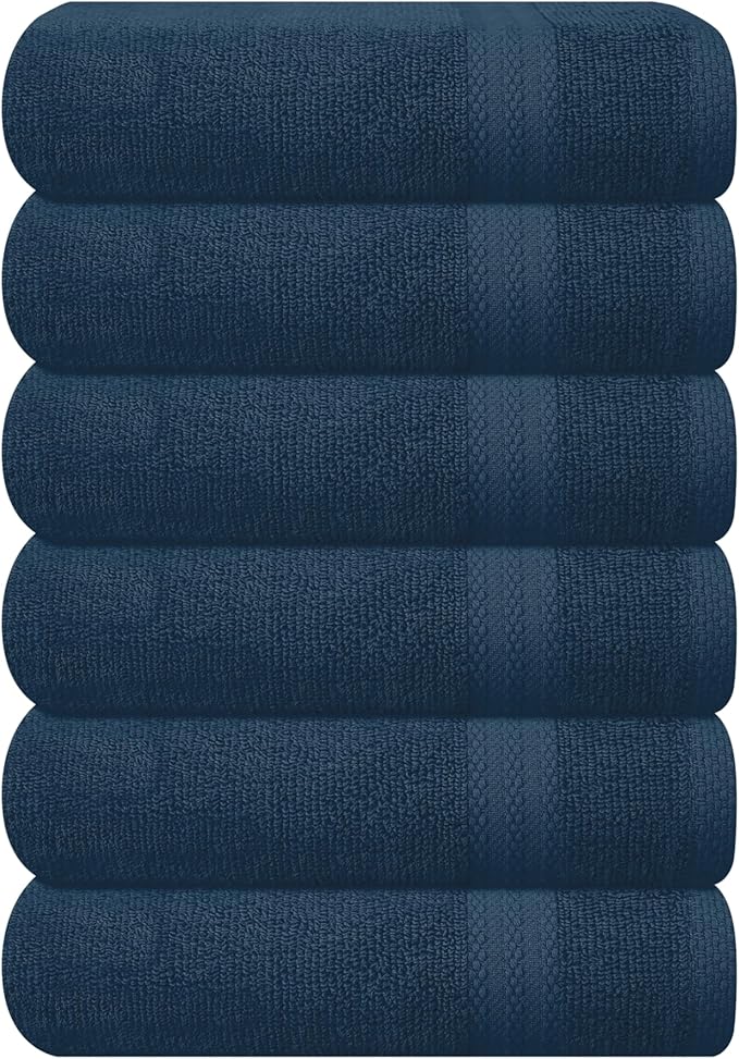 GLAMBURG Ultra Soft 6-Piece Hand Towel Set 16x28-100% Ringspun Cotton by GLAMBURG